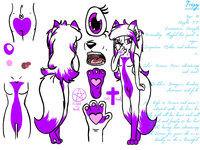 Trixy ref sheet! by DDDAfterDark - fox, girl, female, purple, cross, canine, white, religious, magical, character, sheet, heart, ref, bottom, canid, colour, vulpine, bum, reference, witch, wizard, religion, refsheet, pentagram, pad, description, vulpes, biography, bio, trixy, cbg