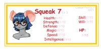 Stat Card: Squeak by CamomileT - cub, female, magic, mouse, loli, young, rodent, stat card