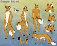 Ref Sheet by GuardianKitsune - fox, kitsune, male, reference, lanky