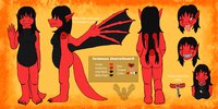Draness Warmheart Reference Sheet by Dragonhuntx - red, dragon, girl, female, black, sheet, reference, f/solo, hornless, female/solo, draness, warmheart, dragonhuntx