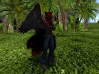 It's Kuri, the Hellfire kitsune by kurisu7885 - fox, kitsune, male, trees, wings, boots, screenshot