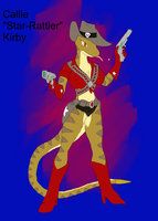 Callie "The Star-Rattler" Kirby by LoneWolf23k - female, sci-fi, cowgirl, rattlesnake, cowboy hat, supervillain