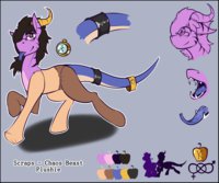 Scraps by ConmanWolf - demon, teeth, plushie, pony, horn, mouth, chaos, mouth open, genderfluid, serpent tongue