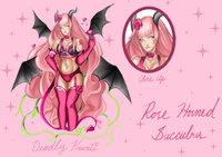 Rose Horned Succubus ADOPTABLE [OPEN/AUCTION] by ToxicMiasma - female, bondage, kawaii, horns, winged, succubus, roses, adopt