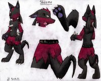 Shezmu Reference by Violyte - red, lucario, pokemon, black, shadow, dark, god, type, oc, steel, fighting, evil, reference, egyptian, zoroark, bio, shezmu