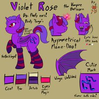 Violet Rose - Character Sheet by VioletRose - female, mare, pony, unicorn, my little pony, alicorn, batpony, vampony, baticorn