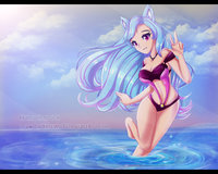 Kyanna Human - Sunshine by Kynnewolf - beach, anime, human, kyanna