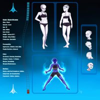 Alaura Character Sheet (sfw) by Jasayiah - female, character sheet, mass effect, asari, biotic, monogender