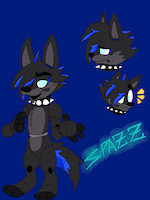 Spazz ref by Spazzthewolf1234 - wolf, male, tail, blue, oc, highlights, spazz, animatronic, fnaf