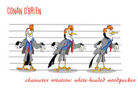 Character Design Class: Conan O’Brien by Dreamkeepers - male, cartoon, white, design, character, turnaround, dreamkeepers, woodpecker, headed, conan, dreamkeeper, o'brien