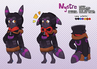 Nystre by Rokkan - scarf, jacket, umbreon, nystre, red scarf, scarftie, purple markings