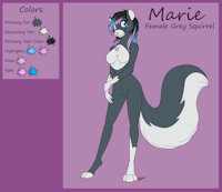 Marie Walnut by honeypup - female, squirrel, ref sheet, reference, marie, grey squirrel