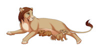 Bahati Cubs by hikaruko - cub, mother, lioness, female, lion, cubs, the lion king, green eyes, lions, original character, tlk, lion cub, motherhood, lion cubs, newborns