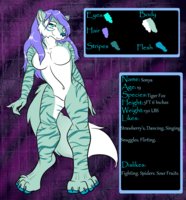 Sonya Reference Sheet by PoisonousVixen - fox, nude, female, tiger, blue, white, clean, stripes, character, sheet, solo, alone, reference, pg, sonya, poisonousvixen, shariea