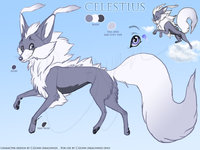 Celestius Reference by LostWolfSpirit - fox, male, canine, feral, model, character, sheet, reference, celestial, quad, quadruped, arachnid, cloud, lostwolfspirit, minnowfish, cloud fox, celestial fox, celestrius