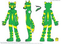 My other fursona Sprite by HollowFenris - yellow, male, green, fox/tiger