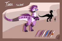 Tora Ref Sheet by Shikka - dragon, female, reference sheet, handcuffs, lizard, art, cuffs, shackles, kobold, shikaro, shikka