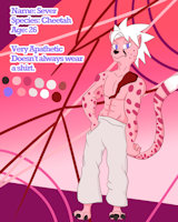 Sever OC Ref by Solratic - feline, male, reference sheet, pink, cheetah, oc, reference, no shirt