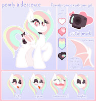Pearly Iridescence Reference 2016 by PearlyIridescence - female, blushing, reference sheet, horse, character sheet, fangs, pony, wings, grin, reference, embarrassed, my little pony, mlp, grinning, ahegao, my little pony friendship is magic, mlp:fim, female/solo, solo female, bat pony, pearly iridescence