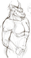 Brahman - Char sheet by Serph - sketch, dragon, male, topless, torso, char sheet