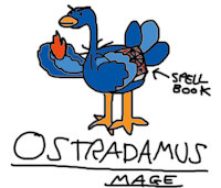 Ostradamus Mage - MEGA Craft - Monster by FloppyPony - yellow, cute, female, male, magic, bird, blue, digital, avian, art, color, black and white, coloured, colored, colour, concept, concept art, artwork, no color, ostrich, digital drawing, digitaldrawing, digitalartwork, digital artwork