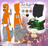 Keaden Ref Sheet by ParadoxDragon - babyfur, kitsune, male, diapers, cyborg