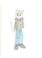 Riley Johnson by DravenLoso - wolf, male, clothed, hoodie, grey wolf, one hand