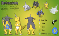 Char Sheet by Roukara by Kampro - digimon, snow, fur, pattern, sign, eye, genderless, gabumon, without, pelt, energy, symbol, overload, palette, furless, roukara, subspecies, kawarumon