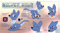 Silver Bolts official ref sheet by Snowfirechakat - wolf, male, reference sheet