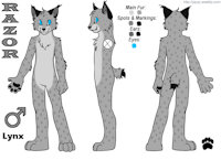 Razor Reference Sheet by ShadowFox12 - cat, snow leopard, male, hybrid, reference sheet, character sheet, spots, character, cheetah