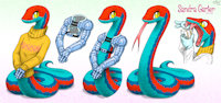 Sandra Garter by DrJavi - female, snake, non anthro, venom, chemist, bionic, garter snake, california red-sided garter snake