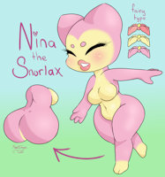 Nina the fairy type snorlax by MortimerTodd - cute, female, pokemon, chubby, chibi, snorlax