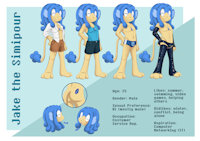 Jake the Simipour Ref Sheet [Updated] by Jakiepour - butt, panties, male, stockings, shorts, pokemon, latex, shirt, hair, speedo, clothing, monkey, tanktop, simipour