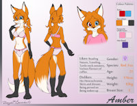 Amber Reference by Mancoin - fox, female, panties, underwear, glasses, reference sheet, heterochromia, bra, red fox, canid, vulpine, ponytail, mancoin