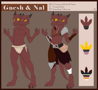 Gnesh and Nal Ref Sheet by tanithjackal - male, reference sheet, character sheet, reptile, conjoined, kobold, conjoinment, lizardfolk, male solo, conjoined twins