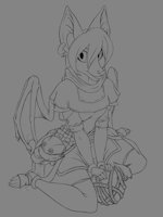 Commission - Bat Alchemist by tanithjackal - female, stockings, bat, sitting, character sheet, mammal, bats, pathfinder, mammalian, female/solo, female solo, monstrous humanoid