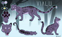 Vialu Ref by vialu - cat, feline, female, snow leopard, purple, feral, leopard, sheet, ref, fursona, reference, clouded leopard