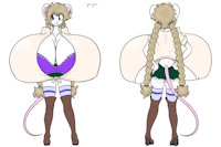 Fraise Bonbon Souris (Adult) by Milkie - female, mouse, hyper, rodent, hyper breasts, long legs, mammazon, fraise souris, adult fraise