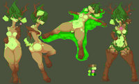 Dyana Ref by Yvem - female, reference sheet, grass, deer, ref sheet, leafs, roots, dryad, dyana