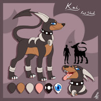 Kai Ref Sheet by Shikka - dog, male, reference sheet, pokemon, art, hound, houndoom, shikaro, shikka