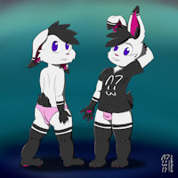 Refsheet 2.0 by wunderhase - bunny, male, rabbit, hare, pink, black hair, white fur, panty shot, panty, black fur, pantyshot