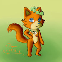 Citrine by TairenuKitty - cat, feline, male, smile, pose, character, oc, solo, posing, smiling, mammal, sona, looking at viewer, jewelpet, gem, citrine, sanrio, male solo