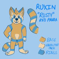 Meet Ruxin the red panda! by Ruxin - red panda, male, reference sheet, ref, ref sheet, striped