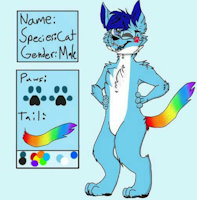 My fursona by TiringCat365 - cat, male, character sheet, rainbow tail