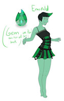 Emerald (Main GemSona) by Subashi - female, ref sheet, reference, rpg, explosive, gemsona