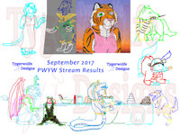 [Stream Results] September PWYW by DarkwolfUntamed - dragon, female, wolf, male, tiger, anthro, feral, naga, halloween, costume, sketches, halloween costume, owlcat, stream results
