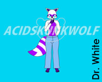 Dr. White by AcidSkunkWolf - fox, raccoon, male, hybrid, glasses, pants, character sheet, anthro, foxcoon, hybrid species