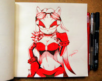 The Lady In Red by EsbelleXD - fanart, hedgehog, badass, daring, sexy pose, female/solo, sexy face, myartwork