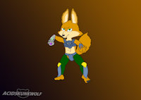Ziac by AcidSkunkWolf - male, reference sheet, fennec, character sheet, fennec fox, bionic arm