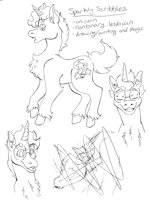 Sparkly Scribbles (Ink) by gaymabel - lineart, my little pony, mlp, my little pony friendship is magic, mylittlepony, ponysona, pony oc, inktober, nonbinary, inktober2017